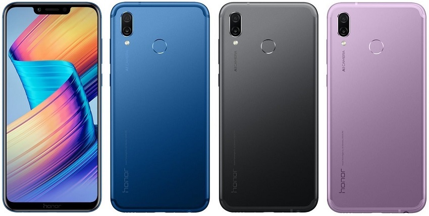 Honor Play je k dispozícii v modrom, čiernom a fialovom variante Honor Play varianty