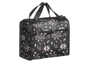 Čierna kozmetická taška s kvetmi