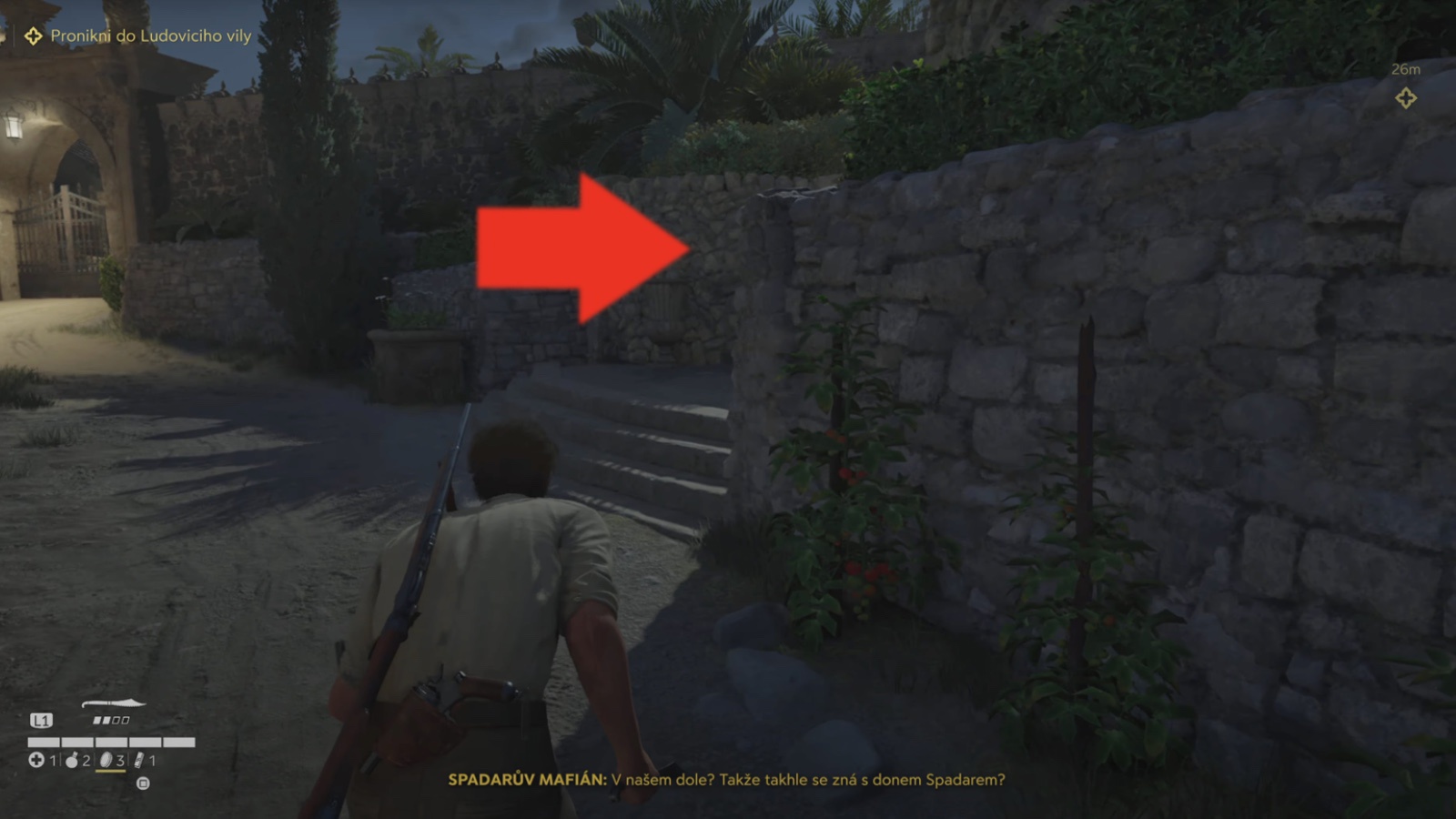 Mafia: Domovina; screenshot: 5. kapitola - schodisko k bráne