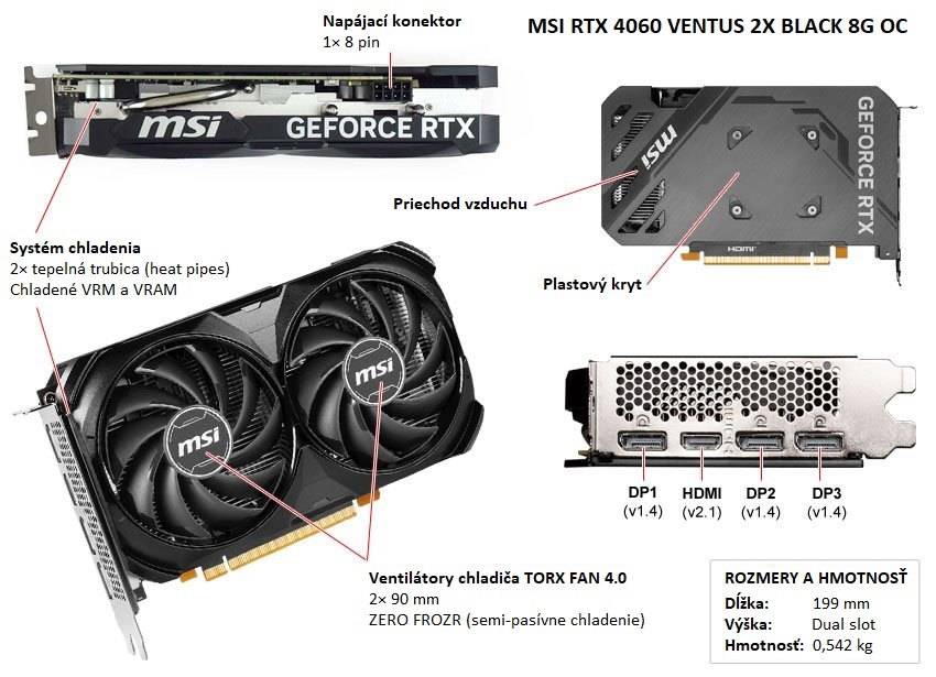 MSI RTX 4060 VENTUS 2X BLACK 8G OC popis