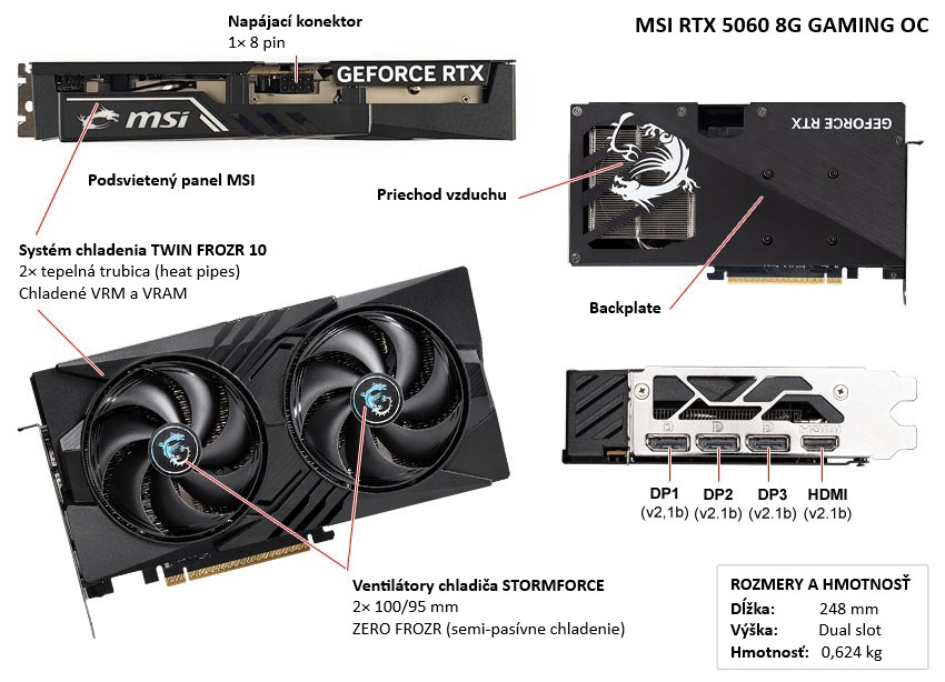 MSI RTX 5060 8G GAMING OC popis