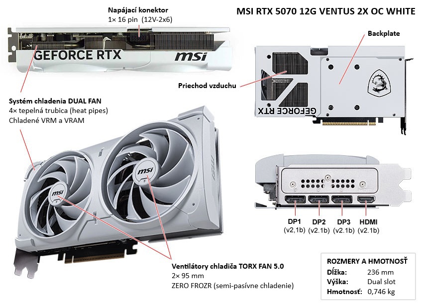 MSI RTX 5070 12G VENTUS 2X OC WHITE popis