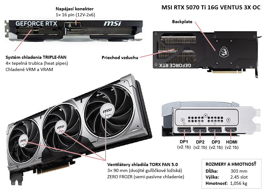 MSI RTX 5070 Ti 16G VENTUS 3X OC popis