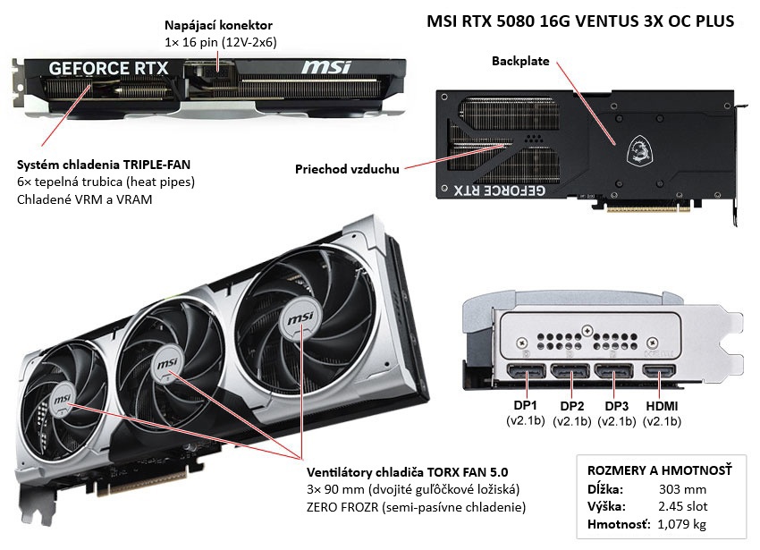 MSI RTX 5080 16G VENTUS 3X OC PLUS popis