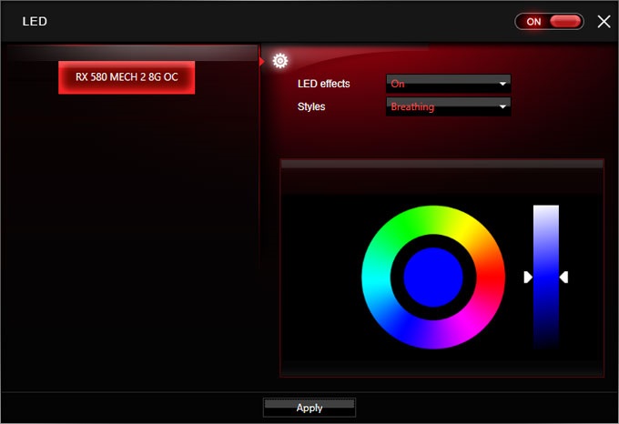 MSI RX 580 Mech 2 8G OC Gaimg APP RGB LED