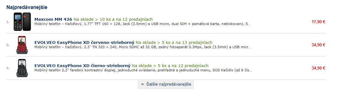 Inteligentné telefóny pre seniorov, najpredávanejšie tlačidlové telefóny