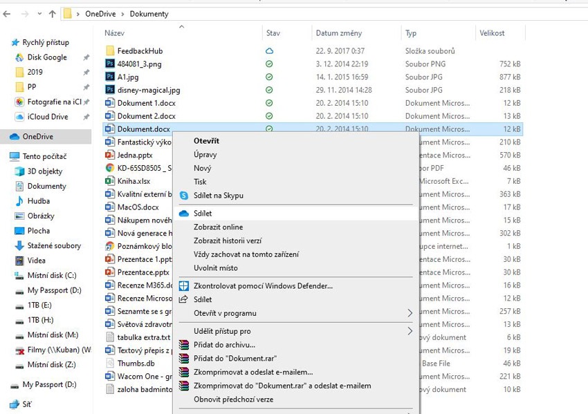 OneDrive; zdieľanie