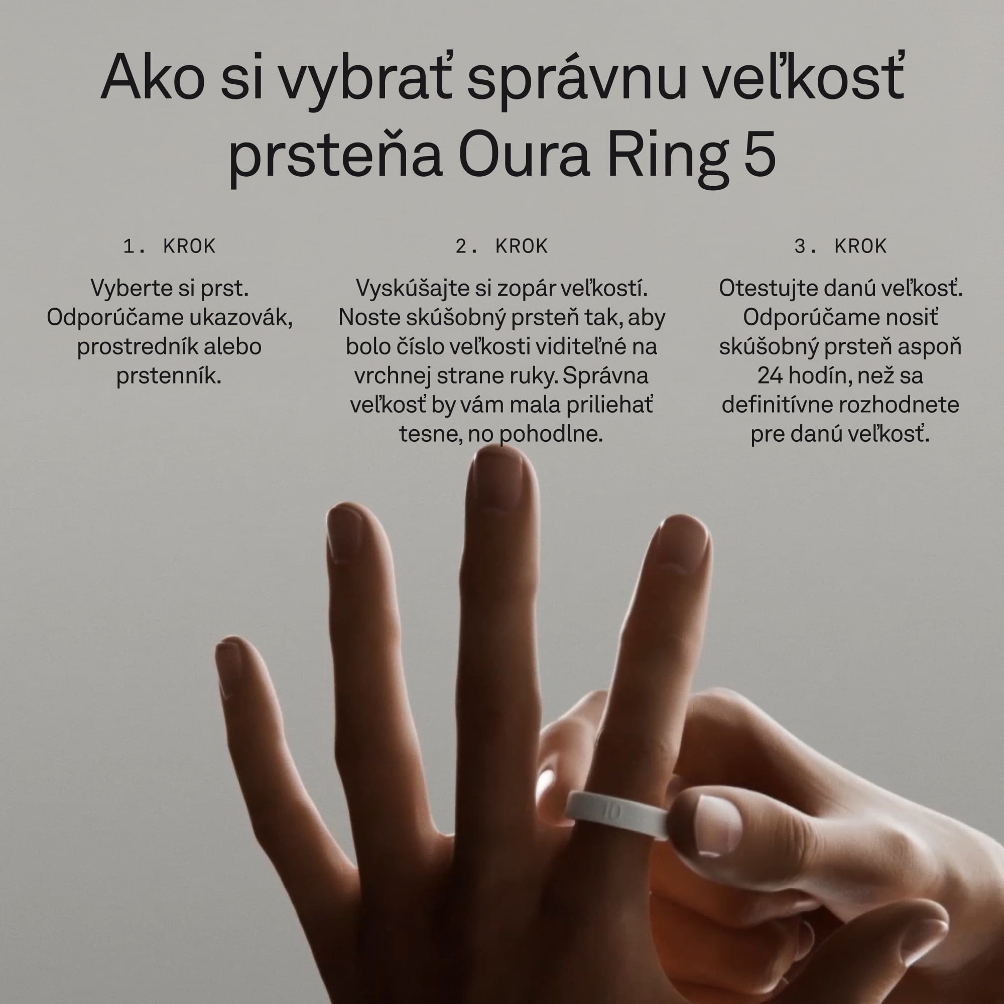 Oura Ring 5, určenie veľkosti