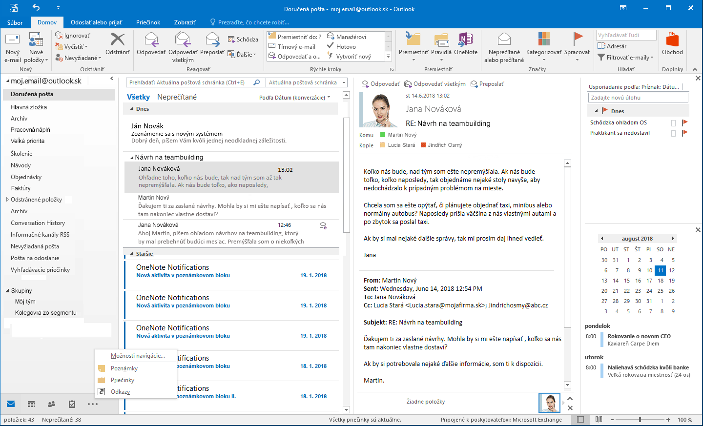 Rozhranie programu Microsoft Outlook