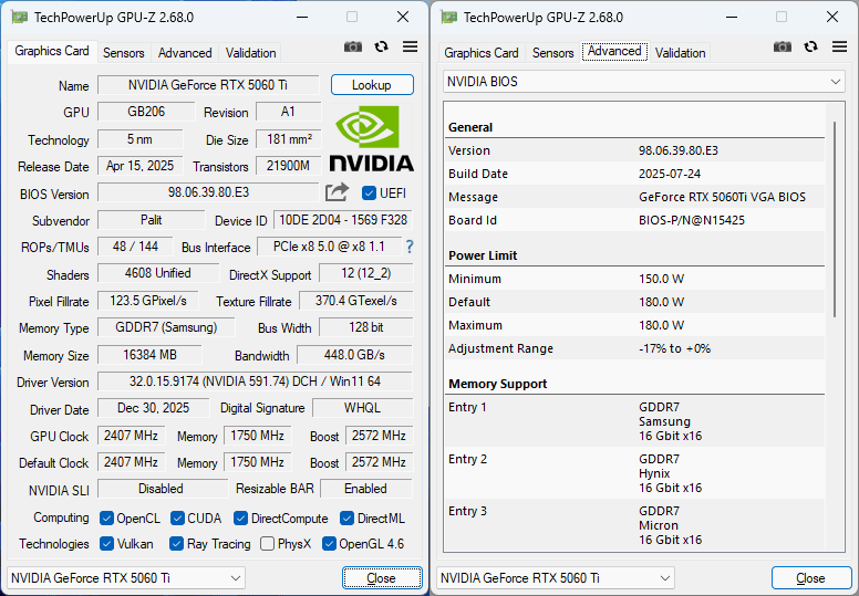 PALiT RTX 5060 Ti Infinity 3 16G GPUZ PALiT RTX 5060 Ti Infinity 3 16G GPUZ