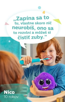 Nico – 10 rokov – Zapína sa to tu, vlastne nič skoro neurobíš, ono sa to rozvlní a môžeš si čistiť zuby. 