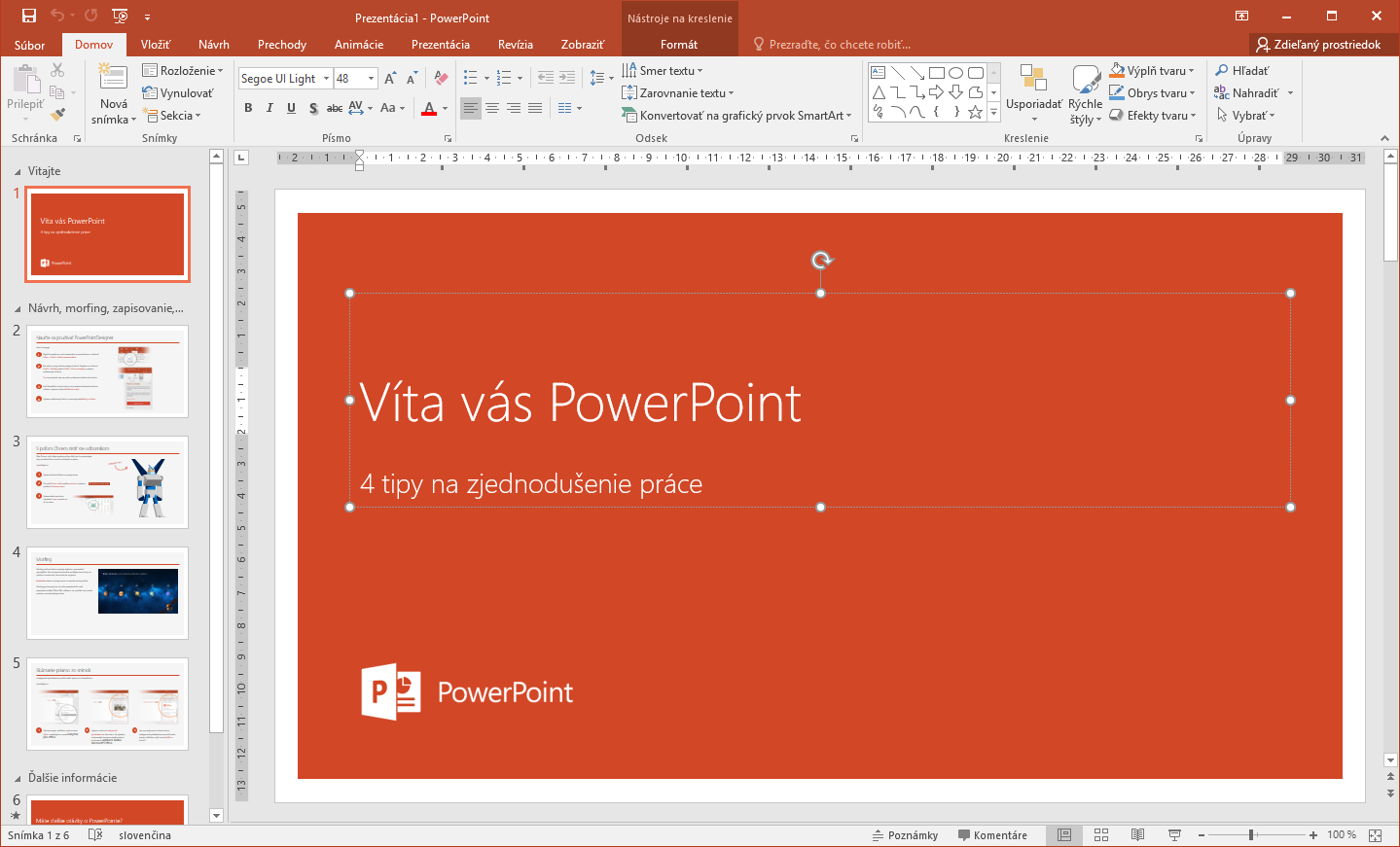 Rozhranie programu Microsoft PowerPoint