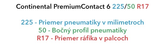 Rozmery pneumatík Continental PremiumContact 6 225/50 r17
