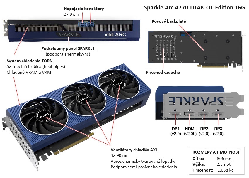 Sparkle Arc A770 TITAN OC Edition 16G popis