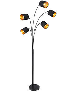 Stojacia lampa čierna s viacerými žiarovkami