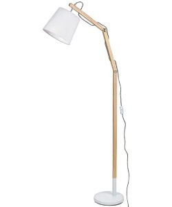 Stojacia lampa biela – drevo