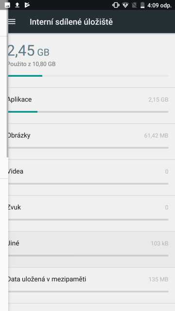 Umax Visionbook P55 LTE Pro, screenshot, pamäť
