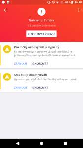 Zabezpečenie Androidu antivír AVG test rizík a hrozieb