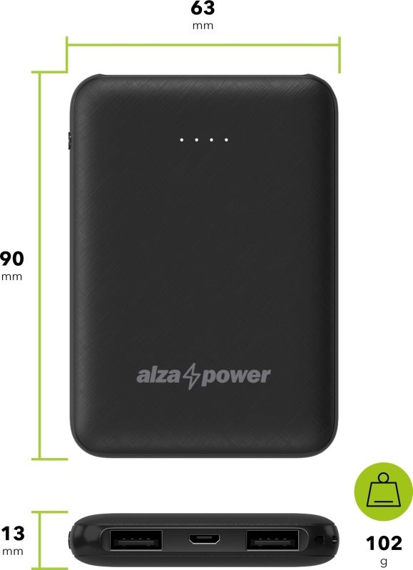 Powerbanka AlzaPower Onyx 5000mAh čierna