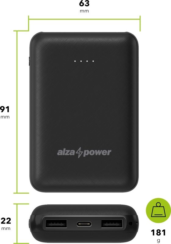 Powerbanka AlzaPower Onyx 10000mAh USB-C čierna