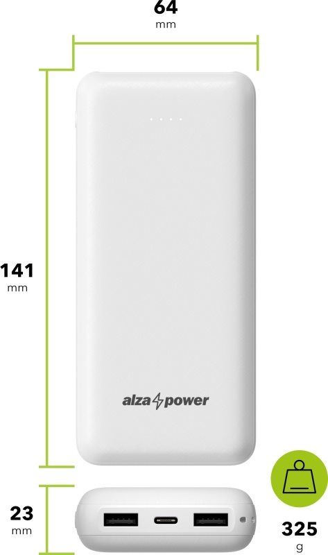 Powerbanka AlzaPower Onyx 20000mAh USB-C biela