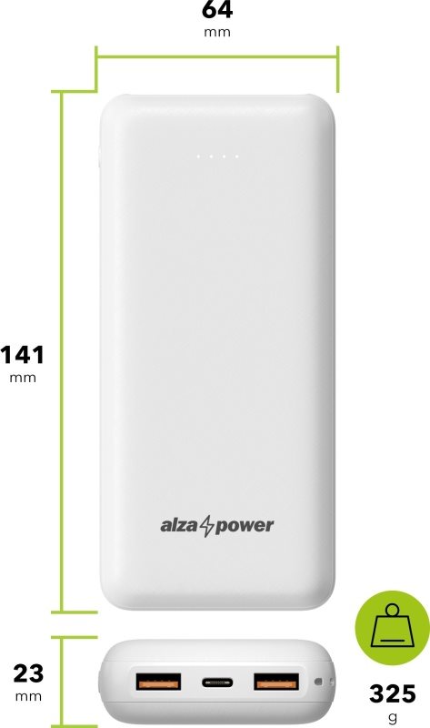 Powerbanka AlzaPower Onyx 20000mAh Fast Charge + PD3.0 biela