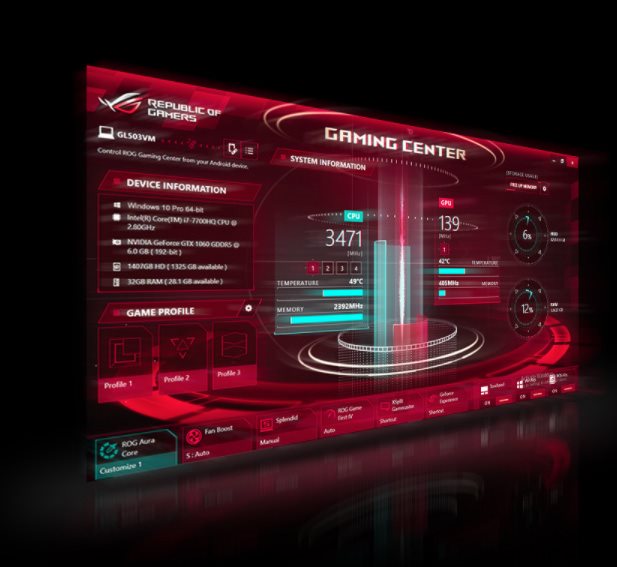 ROG ASUS ROG STRIX GL503VM, aplikace