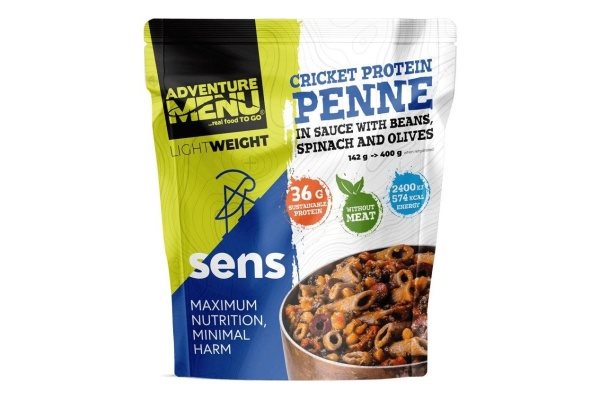 Adventure Menu / SENS Lightweight – Svrčie proteínové penne v omáčke s fazuľami, špenátom a olivami