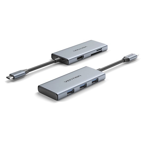 Replikátor portov Vention USB-C to HDMI/3x USB 3.0/SD/TF Docking Station Aluminum Alloy Type 0.15M Gray Replikátor portov Vention USB-C to HDMI /3x USB 3.0 / SD / TF Docking Station Aluminum Alloy Type 0.15M Gray