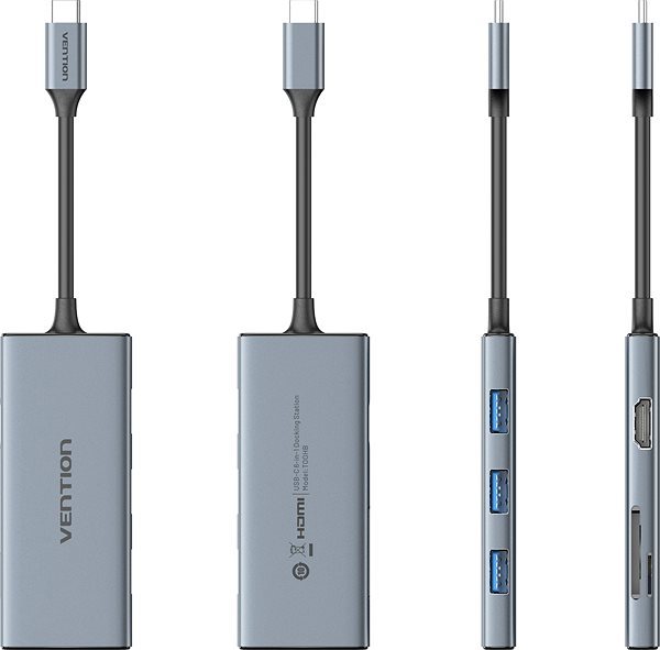 Replikátor portov Vention USB-C to HDMI/3x USB 3.0/SD/TF Docking Station Aluminum Alloy Type 0.15M Gray Replikátor portov Vention USB-C to HDMI /3x USB 3.0 / SD / TF Docking Station Aluminum Alloy Type 0.15M Gray