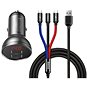 Baseus Digital Display Dual USB Car Charger 24 W + 3-in-1 Cable 1.2 m - Nabíjačka do auta