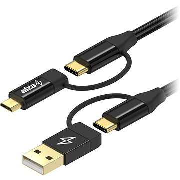 AlzaPower MultiCore 4 in 1 USB 2 m čierny - Dátový kábel