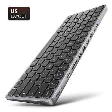 AXAGON HMC-KB-US Keyboard Hub, USB-C 5 Gbps, 3× USB-A, HDMI 4k/60 Hz, SD/mSD, audio, PD 100 W