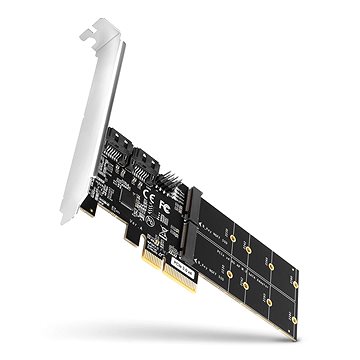 AXAGON PCES-SA4M2, 2× internal SATA 6G port + 2× SATA M.2 slot, PCIe controller