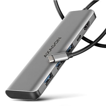 AXAGON HMC-5H, 5-in-1 Hub, USB-C 5 Gbps, 3× USB-A, HDMI 4 k/30 Hz, PD 100 W, USB-C cable 100 cm