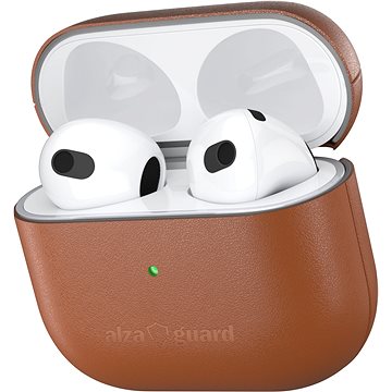 AlzaGuard Genuine Leather Case na AirPods 2021 sedlovo-hnedé