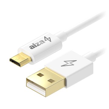 AlzaPower Core Micro USB 1 m biely - Dátový kábel