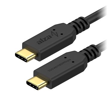 AlzaPower Core USB-C/USB-C 2.0, 5 A, 100 W, 0,15 m čierny - Dátový kábel