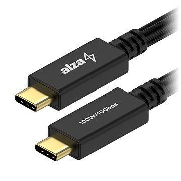 AlzaPower AluCore USB-C/USB-C 3.2 Gen 2, 5 A, 100 W, 1 m čierny - Dátový kábel