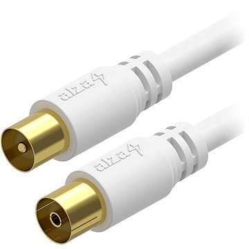 AlzaPower Core Coaxial IEC (M) – IEC (F) pozlátený konektor 10 m biely