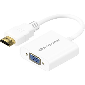 AlzaPower HDMI (M) to VGA (F) with 3.5mm Jack biely