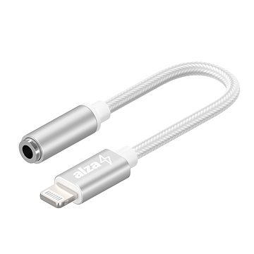 AlzaPower Lightning Mfi (M) to 3.5mm Jack (F) 0.1m strieborný