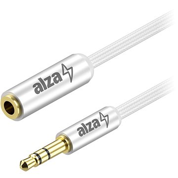 AlzaPower AluCore Audio 3,5 mm Jack (M) to 3,5 mm Jack (F) 2 m strieborný