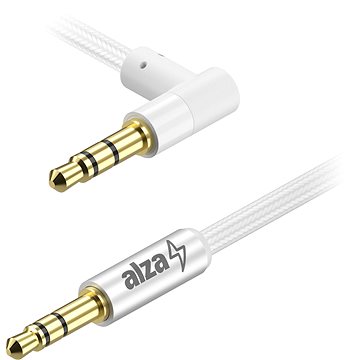 AlzaPower 90Core Audio 3.5mm Jack (M) to 3.5mm Jack 90° (M) 1,5 m biely