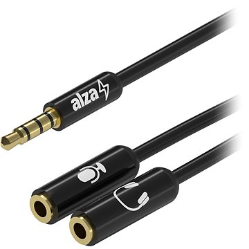 AlzaPower 3.5mm Jack 4P-TRRS (M) to 2x 3.5mm Jack (F) 0.15m čierny