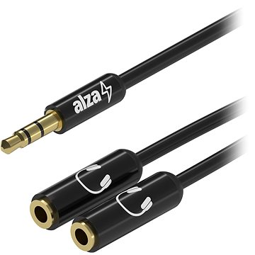 AlzaPower 3.5mm Jack (M) to 2x 3.5mm Jack (F) 0.15m čierny