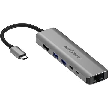 AlzaPower Metal USB-C Dock Station 6 v 1 with 8K vesmírno sivá