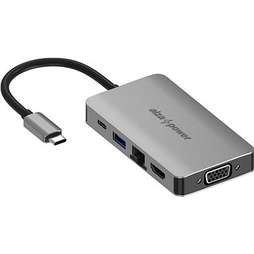 AlzaPower Metal USB-C Dock Station 6 v 1 vesmírno-sivý