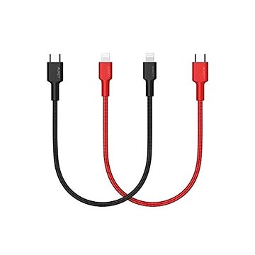 Aukey USB C to Lightning Cable(1ft 2-Pack MFi Certified) Nylon PD Fast Charging - Dátový kábel