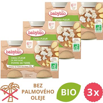 BABYBIO Karfiol a zemiaky 3× (2× 130 g) - Príkrm
